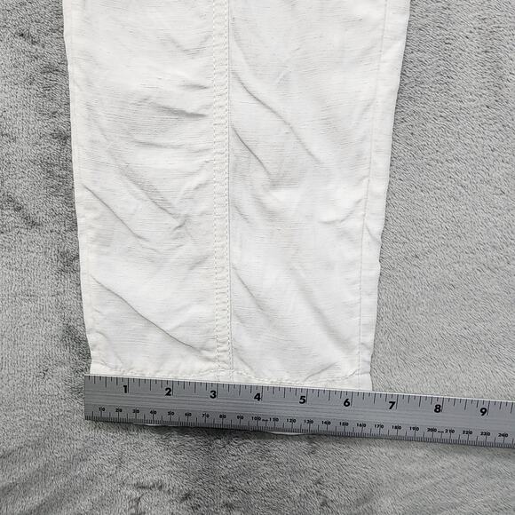 H by Halston Pants Womens S White Linen Viscose High Rise Ankle Pockets Coastal - Picture 12 of 13